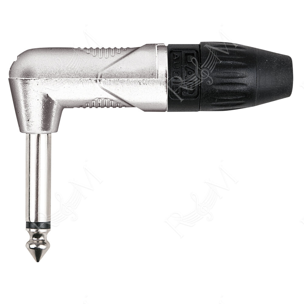 6.3 mm Right-angle Jack X-type Mono Alloggiamento in nichel - cappuccio finale nero