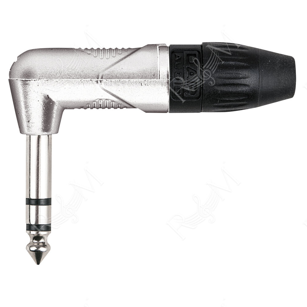 6.3 mm Right-angle Jack X-type Stereo Alloggiamento in nichel - cappuccio finale nero