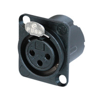 XLR 3P Chassis - female Contatti in argento - alloggiamento in metallo nero