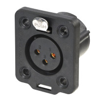 XLR 3P Chassis - female TOP Contatti dorati - alloggiamento nero