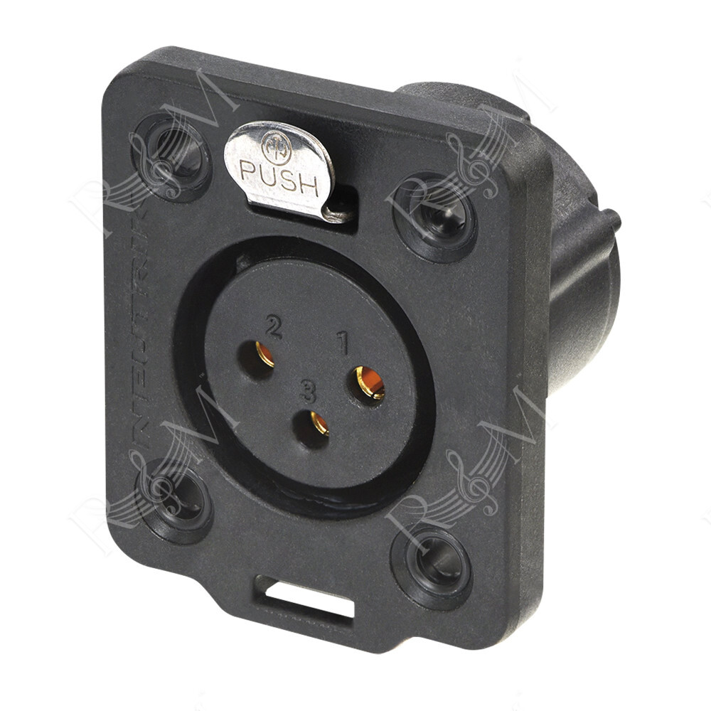 XLR 3P Chassis - female TOP Contatti dorati - alloggiamento nero
