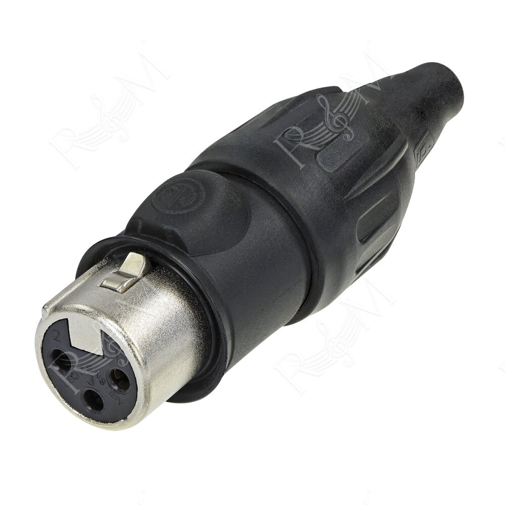 XLR 3P Connector - female TOP Contatti dorati - alloggiamento in acciaio nero
