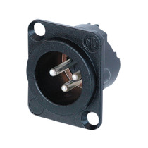 XLR 3P Chassis - male Contatti in argento - alloggiamento in metallo nero