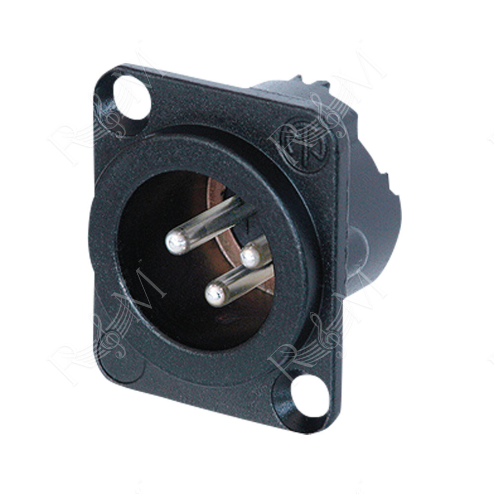 XLR 3P Chassis - male Contatti in argento - alloggiamento in metallo nero
