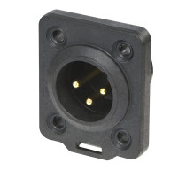 XLR 3P Chassis male TOP Contatti dorati - alloggiamento nero