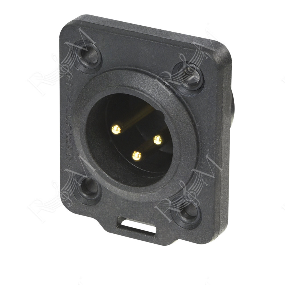 XLR 3P Chassis male TOP Contatti dorati - alloggiamento nero