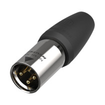 XLR 3P Connector male TOP Contatti dorati - alloggiamento in acciaio nero
