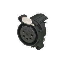 XLR 5P Chassis - female Contatti in argento - alloggiamento ABS - montaggio PCB orizzontale