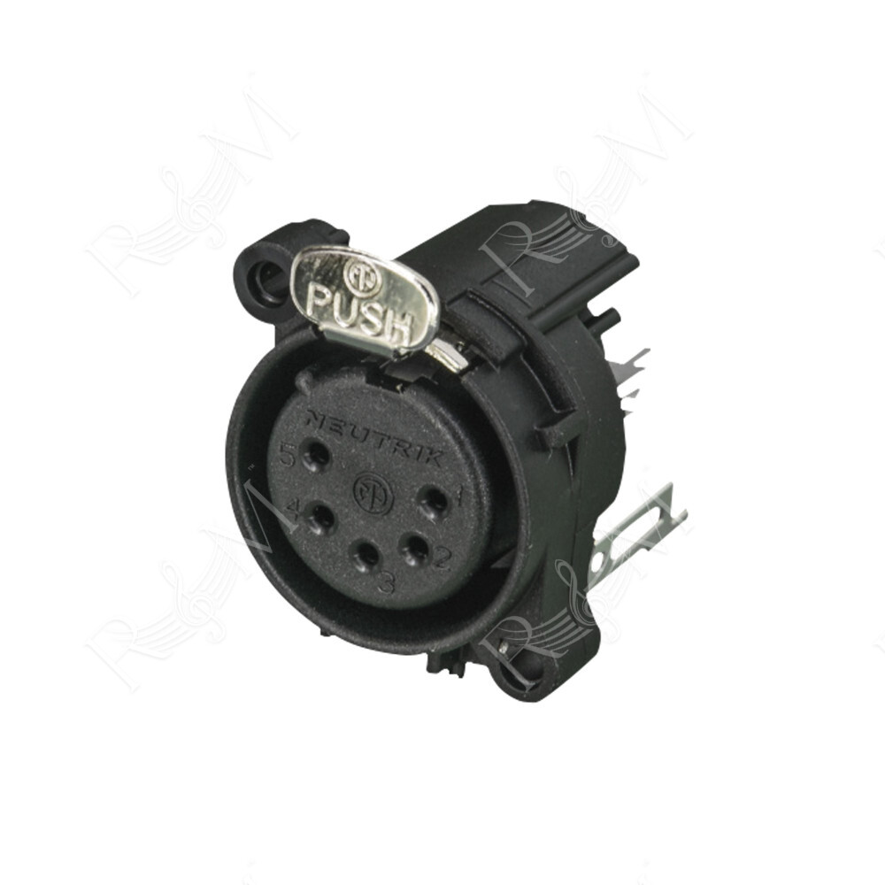 XLR 5P Chassis - female Contatti in argento - alloggiamento ABS - montaggio PCB verticale