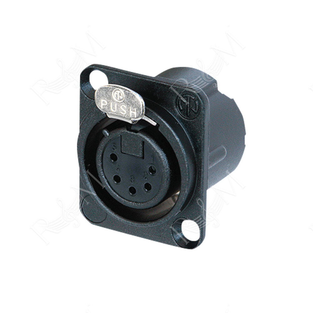 XLR 5P Chassis - female Contatti in argento - alloggiamento in metallo nero