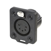 XLR 5P Chassis - female TOP Contatti dorati - alloggiamento nero