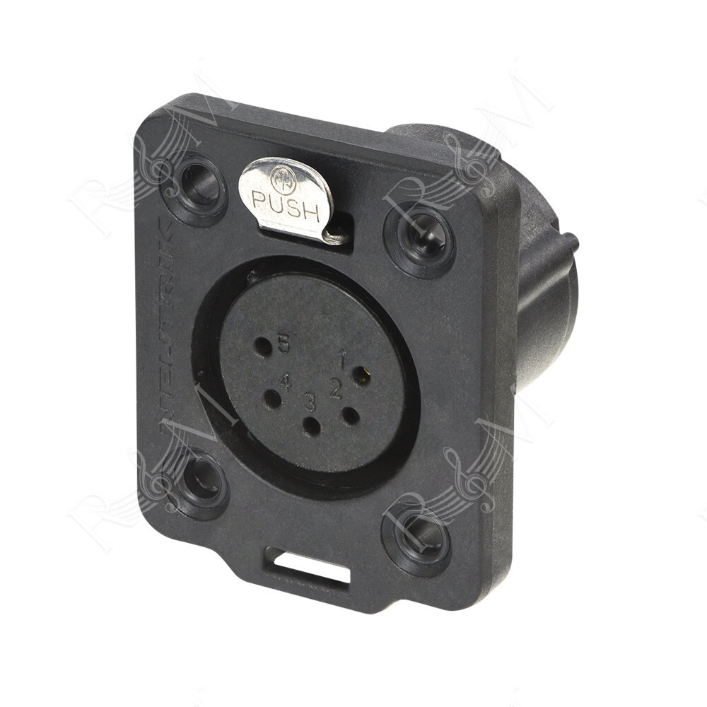 XLR 5P Chassis - female TOP Contatti dorati - alloggiamento nero