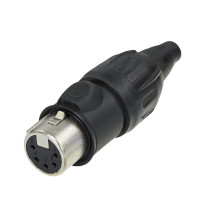 XLR 5P Connector - female TOP Contatti dorati - alloggiamento in acciaio nero