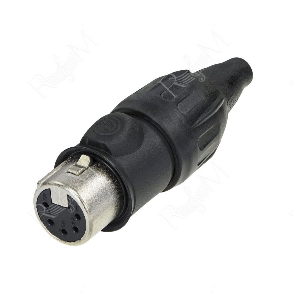 XLR 5P Connector - female TOP Contatti dorati - alloggiamento in acciaio nero
