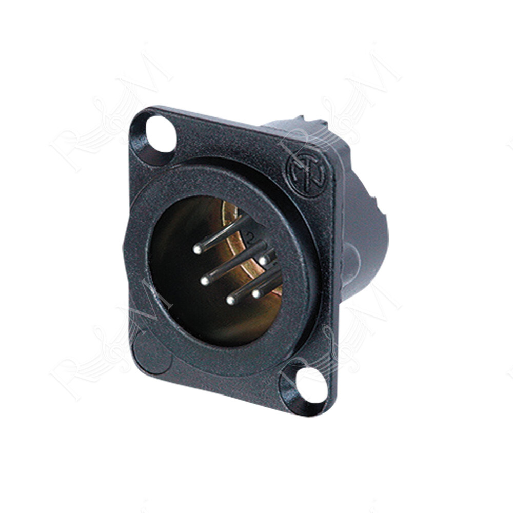 XLR 5P Chassis - male Contatti in argento - alloggiamento in metallo nero
