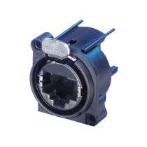 etherCON D-size PCB mount Presa passante in flangia a D con sistema di bloccaggio sicuro. Plastica