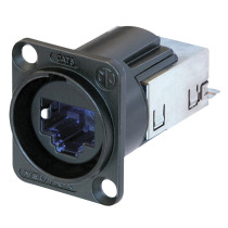 etherCON CAT6 D-size Connettore da pannello CAT6 a forma di D con custodia cromata nera