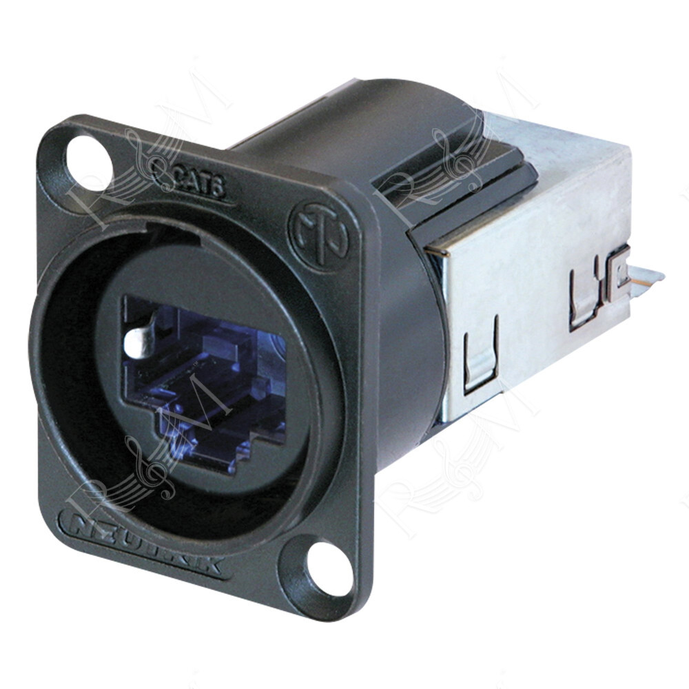 etherCON CAT6 D-size Connettore da pannello CAT6 a forma di D con custodia cromata nera