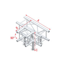Pro-30 Square P Truss - T-Cross + Down, 4-way -71 cm QLB40 - 90° corner