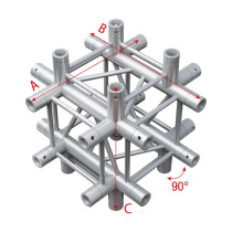 Pro-30 Square P Truss - Cross + Down 5-way - 50 cm QCB65sp - 90° corner - silver - P