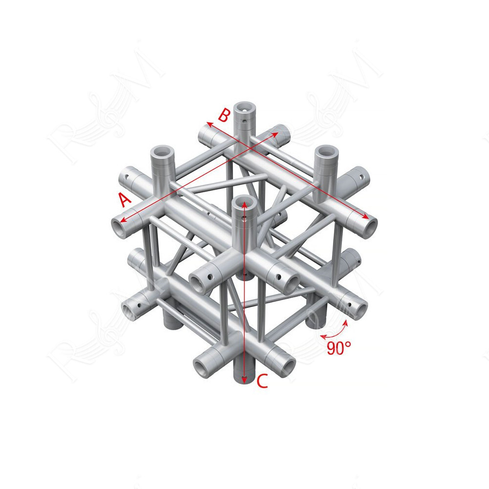 Pro-30 Square P Truss - Cross + Down 5-way - 50 cm QCB65sp - 90° corner - silver - P