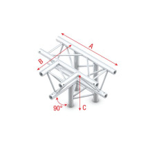 Pro-30 Triangle P Truss - T-Cross + down 4-way - 71cm ATB42 - 90° corner