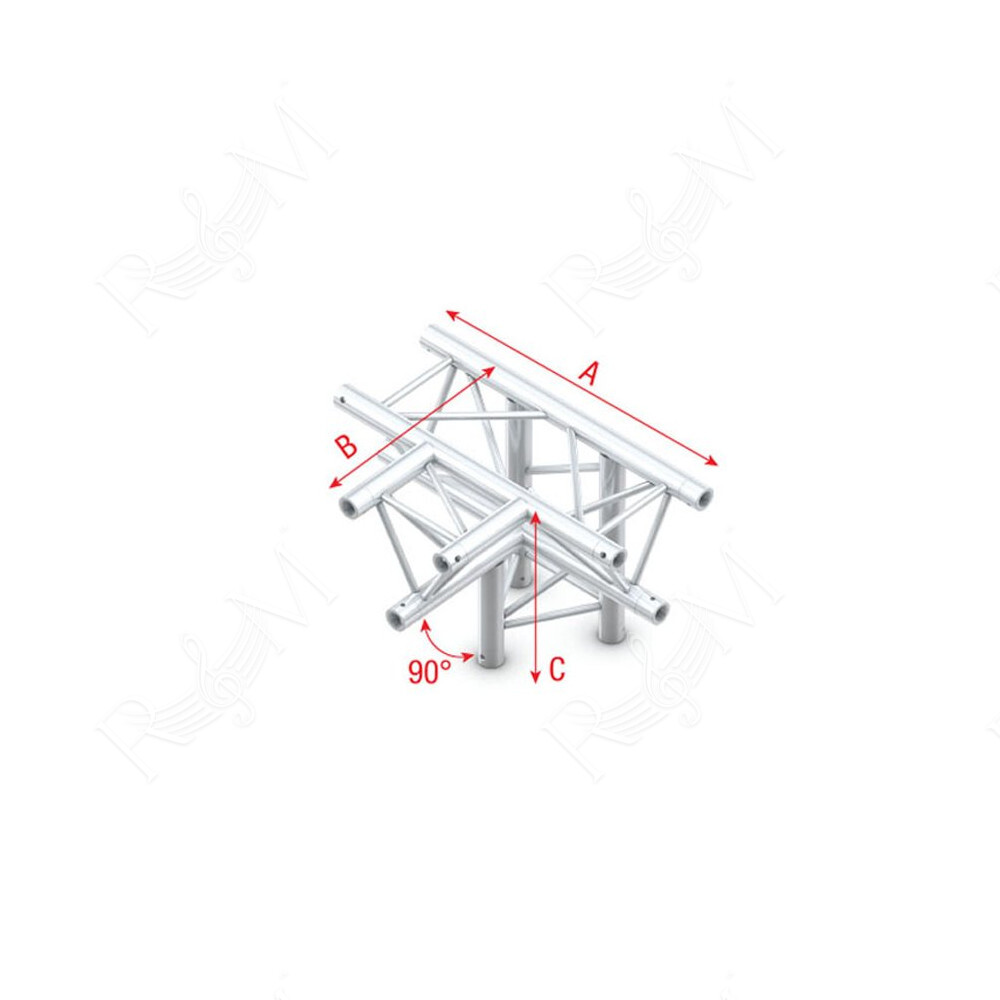 Pro-30 Triangle P Truss - T-Cross + down 4-way - 71cm ATB42 - 90° corner