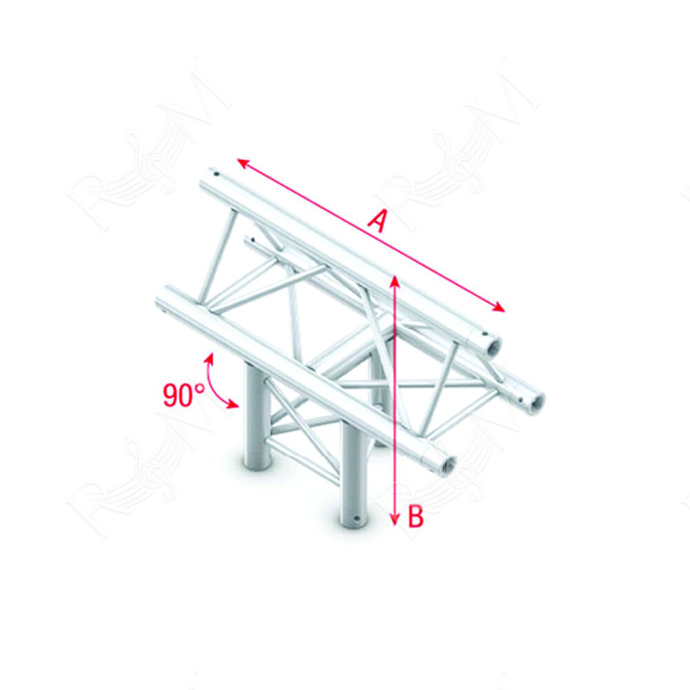 Pro-30 Triangle P Truss - T-Cross vertical - 3-way - apex up - 50 cm ATB35Bsp - 90° corner - silver - P