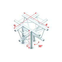 Pro-30 Square P Truss - Cross + Down 5-way - 50 cm ACB53sp - 90° corner - silver - P