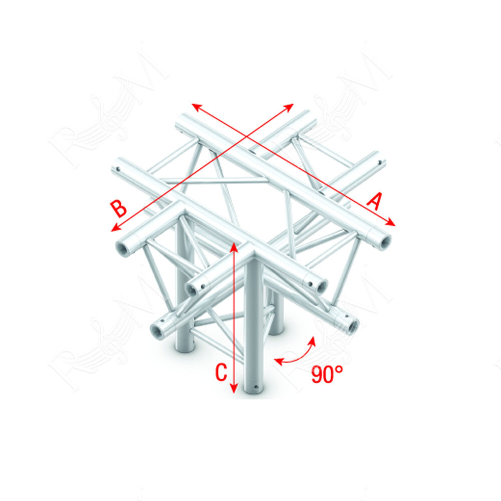 Pro-30 Square P Truss - Cross + Down 5-way - 50 cm ACB53sp - 90° corner - silver - P