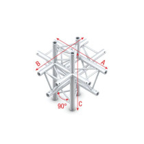 Pro-30 Triangle P Truss - Cross up/down 6-way - 50 cm ACB61sp - 90° corner - silver - P
