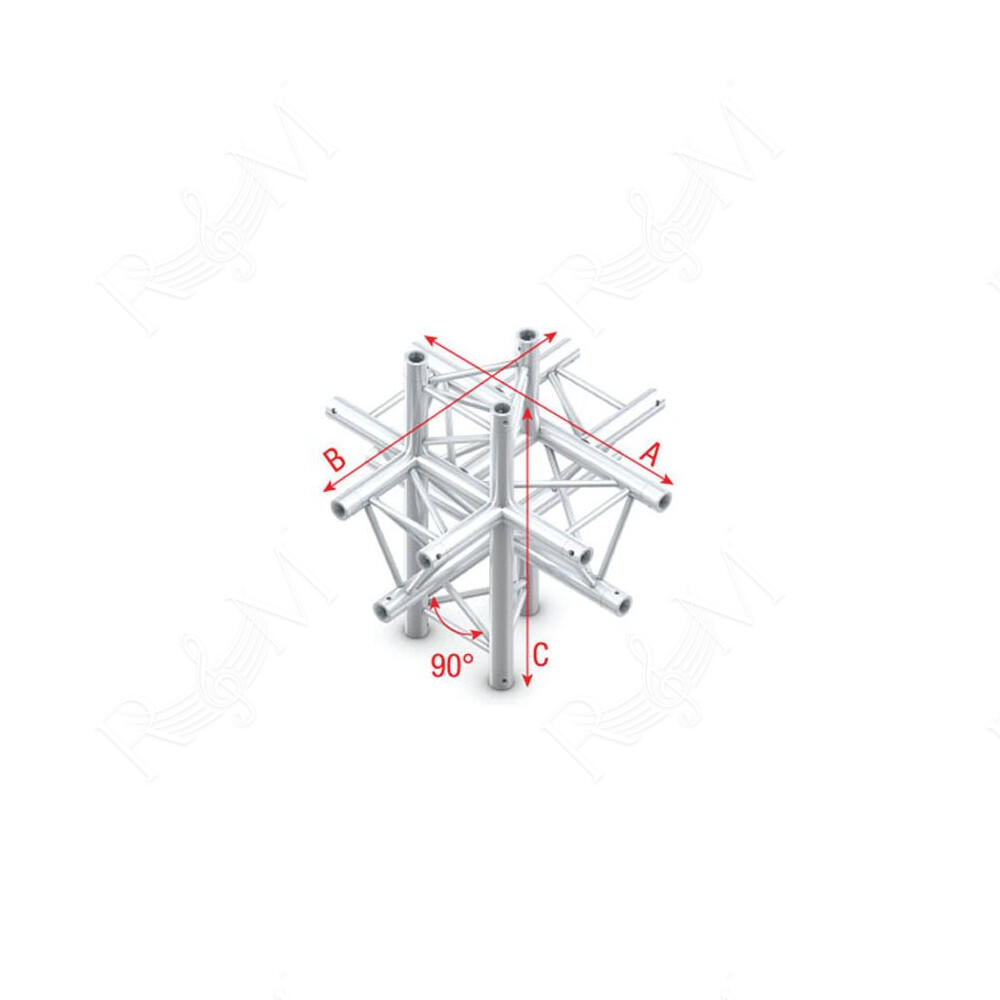 Pro-30 Triangle P Truss - Cross up/down 6-way - 50 cm ACB61sp - 90° corner - silver - P