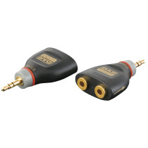 XGA44 - mini-jack/M stereo to 2 x mini-jack/F - incl. 4 x 10 kOhm resistors Inclusi 4 resistori da 10 kOhm