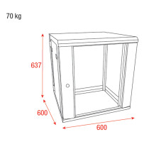 RCA-WMH-12 12 U Armadio di rete con porta in vetro