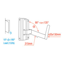 Adjustable Speaker Bracket 35 mm 35 mm - Carico massimo 30 kg