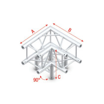 Pro-30 Square F Truss - Corner 3-way QLVF30 - angolo da 90° - impiego gravoso - argento - F
