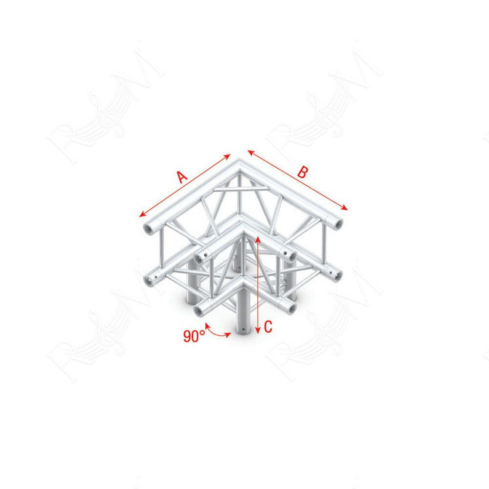 Pro-30 Square F Truss - Corner 3-way QLVF30 - angolo da 90° - impiego gravoso - argento - F