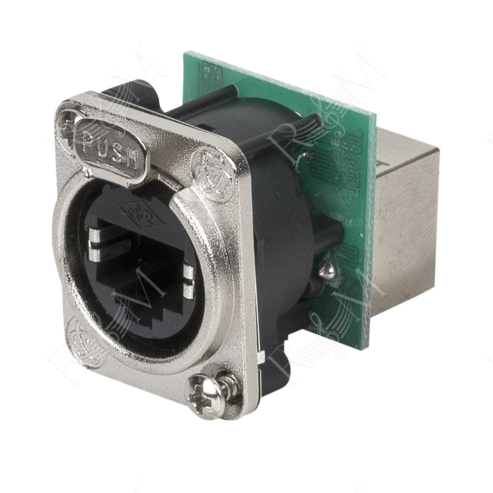 Ethernet RJ45 D-size Chassis Connettore passante in flangia metallica di tipo D con sistema di aggancio sicuro. Nichel