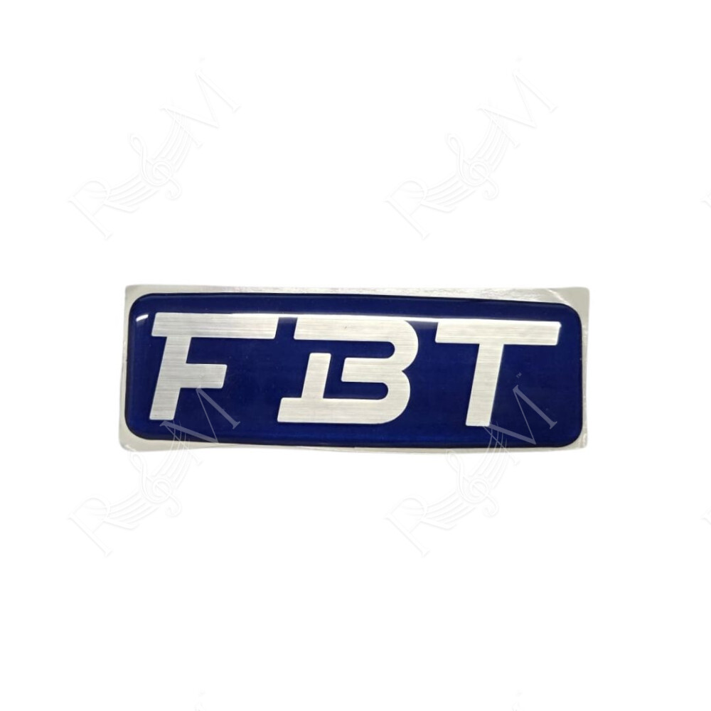 Logo FBT Adesivo Resina Blu-Cromo 104x35 mm per EvoMaxX 6A e Altri Modelli Ricambio Originale