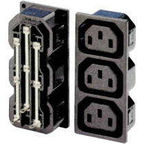 Tripla presa da pannello tripolare CEE CA-250VCA-10A.