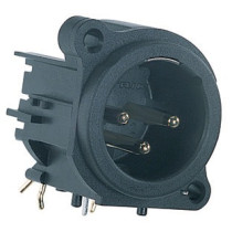 Spina da pannello Neutrik XLR in nylon, contatti per circuito stampato orizzontale, 3 poli.