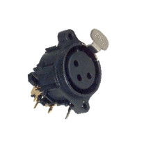 Presa da pannello XLR in nylon 3 poli con push. Contatti dorati. A circuito stampato contatti orizzontali.