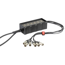 pAudio box in materiale plastico antiurto cablato con 6 prese pannello XLR 3P e cavo audio multipolare 10 m con guainain PVC cop