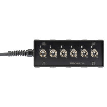 pAudio box in materiale plastico antiurto cablato con 6 prese pannello XLR 3P e cavo audio multipolare 10 m con guainain PVC cop