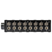 pStage box audio in materiale plastico antiurto con 8 prese pannello XLR 3P NEUTRIK - 8 spine pannello XLR3P NEUTRIK e connettor