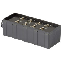 pAudio box in materiale plastico antiurto cablato con 8 prese pannello XLR 3P NEUTRIK e connettore multipolare di collegamento 2