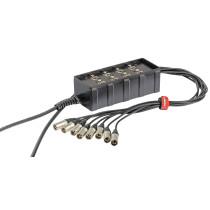 pAudio box in materiale plastico antiurto cablato con 8 prese pannello XLR 3P NEUTRIK e cavo audio multipolare 10 m con guainain