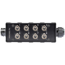 pAudio box in materiale plastico antiurto cablato con 8 prese pannello XLR 3P NEUTRIK e connettore multipolare di collegamento 2