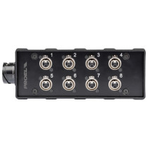 pAudio box in materiale plastico antiurto cablato con 8 prese pannello XLR 3P e connettore multipolare di collegamento 25 Poli (