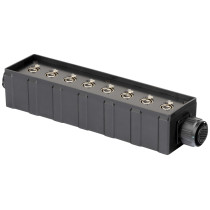 pAudio box in materiale plastico antiurto cablato con 8 prese pannello XLR 3P e connettore multipolare di collegamento 25 Poli (